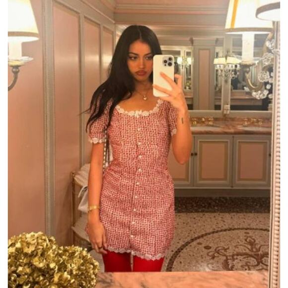 Reformation Anabella Button Mini Dress Short Sleeve Size 6 - Picture 2 of 7